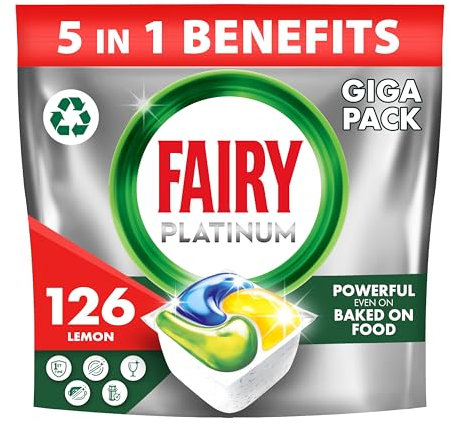 Fairy Platinum Complete Lemon Spülmaschinentabs 126ct, Fairy Spülmaschinentabs Platin, Spülmaschinentabs Bulk