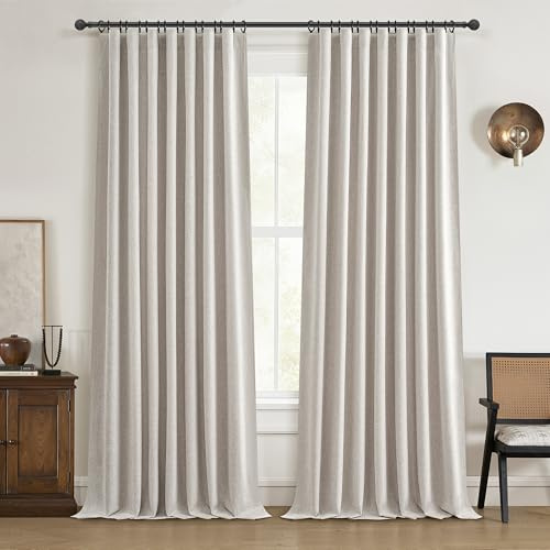 QJmydeco Earthy Extra lange Verdunkelungsvorhänge für Sommerhitze und Tropfenvorhänge, Bauernhaus, schalldichte Vorhänge, Privatsphäre, Raumteiler, Plissee, Deckenschiene, Schlafzimmer, 3,4 m (B x L x
