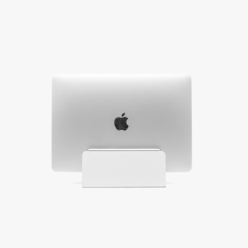 Raico Vertical Laptop Stand Adjustable Premium Matte White Wood Dock Clamshell Stand Macbook Holder for Desk - Matt White | Single Slot
