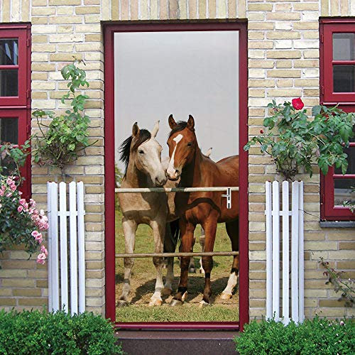 Türaufkleber TürPoster Selbstklebend Wandbild 3D Tier Pferd Türtapete Wandbild Türfolie TürPoster Fototapete 95X215cm