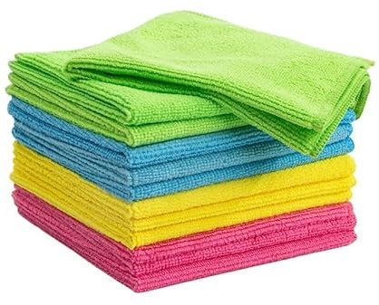 Namzi Mikrofaser-Reinigungstuch, 12 Stück, 30 x 30 cm, für Allzweck, starke Absorption von Wasser und Öl und Staub, Küchentücher (4 Farben)