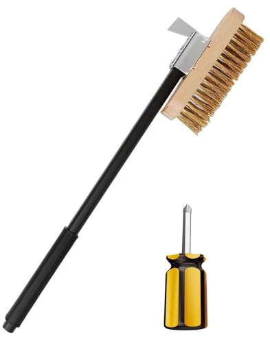 Pizza Brush - Pizza Stone Cleaning Brush with Scraper | Pizza Stone Brush with Heat Resistant and Anti-Scratch | Oven Brush with Head and Handle | Herramien