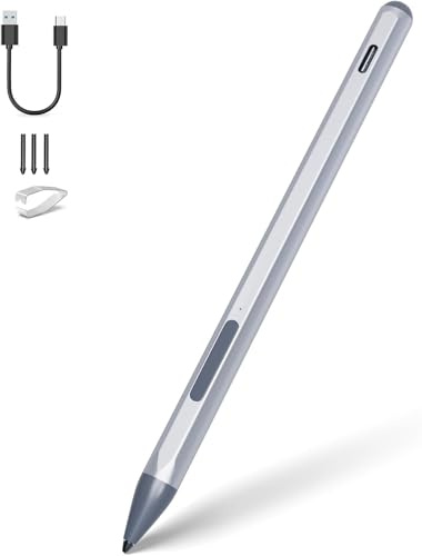 Stylet pour Microsoft Surface Pro 12/11/10/9/8/7/6/5/4/X Surface Go/Laptop/Book/Studio/Duo/HP/ASUS Series, 4096 Sensibilité à la pression, fonction de rejet de paume, gomme et raccourcis clic droit