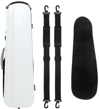 Geigenkasten 4/4 Violine Fall Carbon Faser Violine Lagerung Box Mit Leder Griff Musik Tasche String Instrument Teile(White)