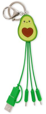 LEGAMI - Avocado Multiple Link Up Ladekabel mit Schlüsselanhänger, 4 Ladekabel, USB, Typ-C Micro-USB, Lightning, mit USB-C-Adapter, TPE-beschichtetes Kabel