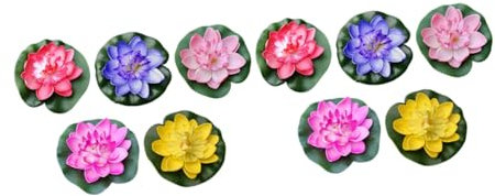 Generisch 1 Satz Künstlicher Lotus Seerosensamen Künstliche Seerose Schwimmende Teichpflanzen Teichklarwasseraufbereitung Springbrunnenpumpe Künstlicher Schaumlotus Teichdekor Pools Eva 10st