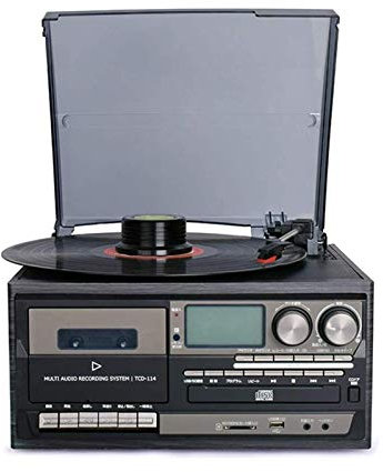 WDWDW Reproductor de Vinilo Vintage, Tocadiscos, Reproductor de Altavoces, fonógrafo Retro de Madera de 3 velocidades, Compatible con función Bluetooth, gramófono