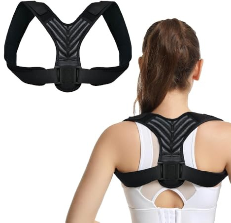 FDEETY Corrector Postura Espalda Corrección de Postura con Correa Para el Hombro Corrección de Escoliosis y Joroba Proporciona Forma Apto para Hombres Mujeres(Negro-M)