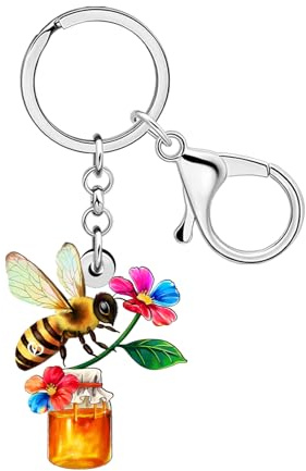 WEVENI Porte-clés en Acrylique Abeille de Jardin Bug Insecte Porte-clés Abeille de Miel Cadeaux pour Femmes Jardinières Filles Accessoires Porte- Monnaie Charms