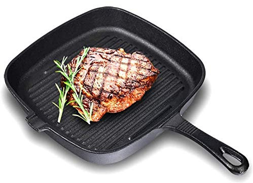 CQIKRWGWS Sartén para freír Carne, Olla para Barbacoa, Picnic, fácil de Limpiar, Wok de inducción, Ahorro de Aceite, diseño de Boca de Pescado, Hierro Fundido