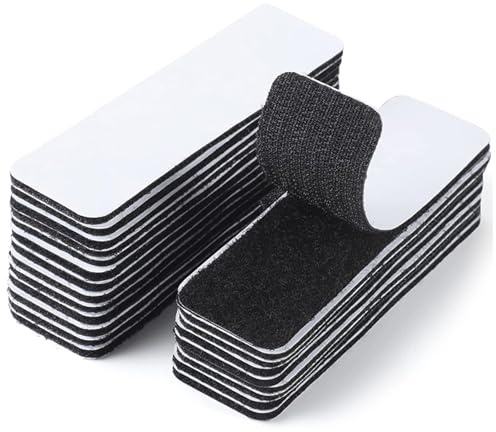 Self Adhesive Hook and Loop Strips – 20 PCS Heavy Duty Double Sided Sticky Pads – Reusable Black Fastening Tape for Fabric, Mounting, Hanging & Organising – Strong Adhesive for Home or Office