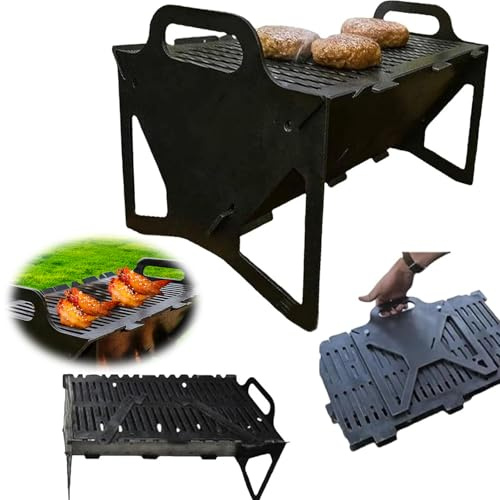 Barbecue Portable,Barbecue à Charbon Pliable,Mini Barbecues avec Poignée de Transport, Dimensions 40 * 22 * 10cm,Facile à Monter et à Transporter,Barbecues Camping Extérieur Piquenique (Noir)