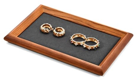 Papten Solid Wood Jewellery Tray Stackable Jewellery Display Tray for Ring Earring Photograph Display(Grey)