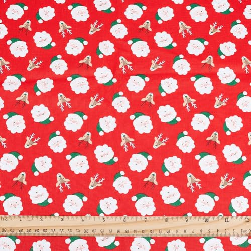 PH PandaHall Rote Weihnachtsstoffe Mitgedruckte Weihnachtsstoffe Mit Weihnachtsrentiermuster Baumwollstoffe Karikatur Dekorationsstoffe Für Weihnachtsfeierdekoration Geschenkverpackung Kleidung 1.6x1m