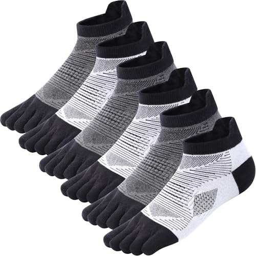 Kevaler Calzini Da Uomo Con Punta A Cinque Dita Corsa Athletic Low Cut Per Gli Uomini Asciugatura Veloce Traspirante Morbido per Allenamento Fitness Corsa - Confezione da 6/42-46