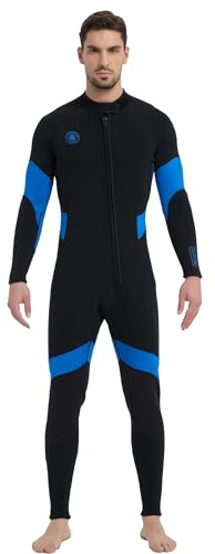 Lemorecn Mute umide da uomo, 2 mm, in neoprene ultra elasticizzato, con cerniera frontale, per sport acquatici (UK0201-BLUE-L)