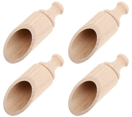 Ipetboom 4piezas Cuchara de Té de Madera de Baño Cucharillas Pequeñas para Té y Condimentos Vajilla de Madera Hogar