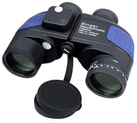 Binger 7 x 50 Marine Fernglas mit Entfernungsmesser Global Compass schwimmend wasserdicht Marine BAK4 FMC wasserdicht mit Stickstoff gefüllt