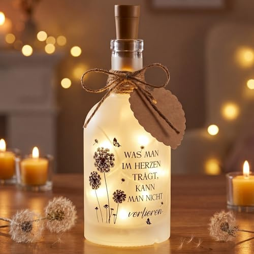BBTO Trauergeschenk Trauerlicht Trauer Geschenke für Trauernde zur Beerdigung Trauer Gedenkgeschenk LED Flaschenlicht mit Gravur Beileidsgeschenke Erinnerung an Verstorbene