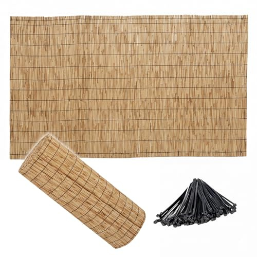 Canisse en Bambou Brise Vue, 110 120 130 140 150 160cm Hauteur, Clôture en Roseau Naturel, Décorative Canisse Bambou for Jardin Exterieur, Facilité de Coupe ＆Installation(Couleur Bois,H160cmxL700cm)
