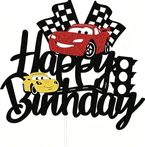Race Car Birthday Cake Topper for Boys, Racing Cake Decoration