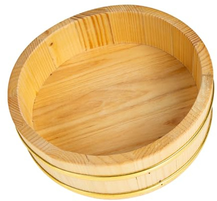 TOKIDNY Runde Hangiri Holzschüssel für Sushi und Reismischung Leicht und Einfach zu Reinigen Traditioneller Japanischer Sushi Servierteller für Bibimbap und Reiszubereitung