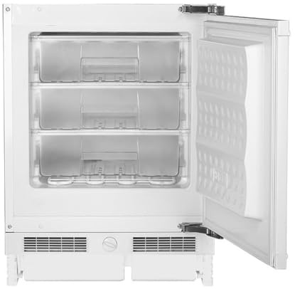 SIA RFU103/M Built In 90L White Integrated Under Counter 3 Drawer Freezer, 4* Freezer Rating, Metal Back Panel, Reversible Door, Manual Defrost,