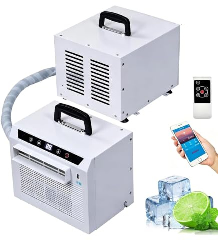 LQQYJSM Aire Acondicionado Split 3000 Btu con Control Táctil/Remoto/WiFi, Flujo Aire De 130 M³/H, Diseño Portátil para Tiendas Campaña, Caravanas, Camiones, Etc. Tubo Conexión De 1,5 Metros