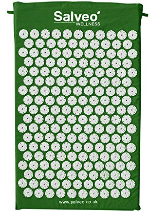Salveo Acupressure Mat (Green) Massage Acupuncture Spikey Nail Spike Shakti Mat UK Shiatsu Back Pain Meditation Wellbeing Stress Relief Relaxation Pressure Point Sleep Aids For Adults