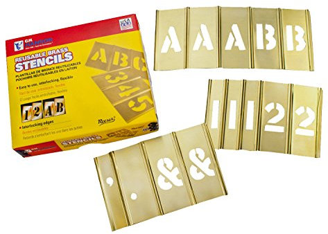 CH HANSON 3 in Messing Interlocking Schablonen Buchstaben und Zahlen 92-teiliges Set