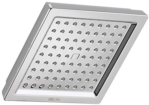Delta Faucet Single-Spray Shower Head, Chrome, Square, Delta High Pressure, 2.5 GPM Shower Head, Chrome RP62283
