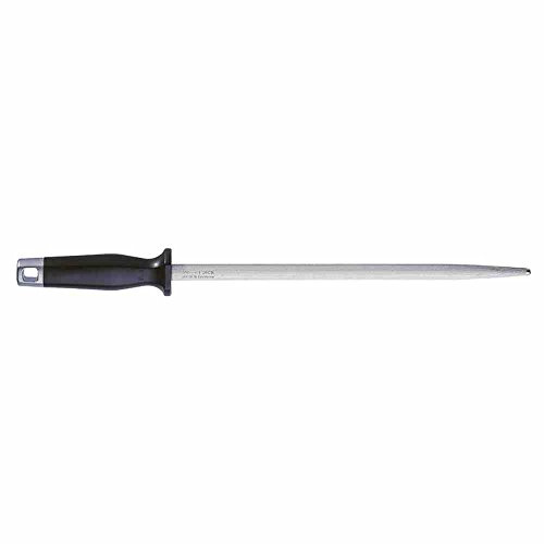 F. DICK Kochwetzstahl 25 cm (Griff ergonomisch, Wetzstahl, Oberflächenhärte über 65° HRC, Schleifwerkzeug für Kochmesser) 76541250, Grau