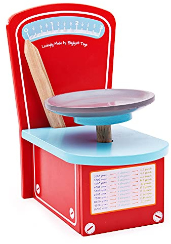 Bigjigs Toys Wooden Scales - Kids Role Play Toy, Kitchen Food Sets & Accessories, Grocery Playset, Boosts Math Skills, Encourages Imaginative Play, Gifts For 3 Year Olds +