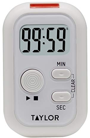 Taylor Multi-Alert (Sound, Light, Vibration) Digital Timer, Standard, White