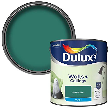 Dulux Walls & Ceilings Matt Emulsion Paint, Emerald Glade, 2.5 Litres