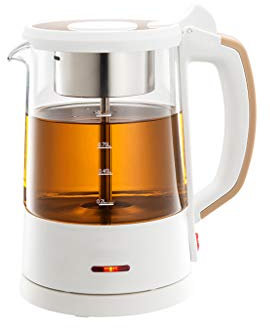 Bollitore di Vetro Elettrico - 1.0 Litri Blu Illuminato Portatile Ufficio Portatile Spegnimento Automatico dell'Acciaio Inossidabile Bollitore Rapido del tè Brocca Bollitore