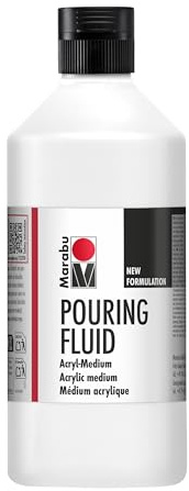 Marabu 12320075885 - Pouring Fluid Acrylmedium 500 ml, Dünnflüssiges Medium für Gießanwendungen und Fließtechniken, verbessert die Verlaufseigenschaften von Acrylfarben, nicht vergilbend