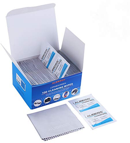 Pre-moistened Lens and Glass Cleaning Wipes, 100 Pack | Portable Screen Wipes, For Glasses, Camera, Cell Phone, Smartphone, Tablet, Travel Cleaner, For Delicate Surfaces