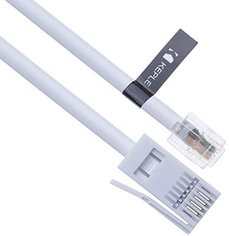 Keple Rallonge de câble téléphonique BT vers RJ11 Crossover | Cordon pour Modem FAX Sky Box Virgin Hub | Prise Britannique BT 4 Fils | Blanc - 10 m