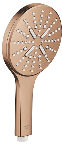 GROHE Rainshower SmartActive 130, Duschkopf, wassersparend 9l pro Minute (Handbrause mit 3 Strahlarten, Antikalk-System, Universalanschluss passend zu Standard-Duschschläuchen), roségold, 26574DL0