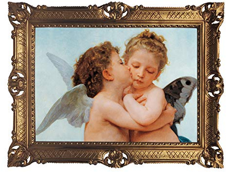 Wunderschönes Gemälde 90x70 cm - Amor- und Psyche-Kinder - Detail - W. Bouguereau – Bild Bilder Barock Rahmen Antik Renaissance als Gemälde Sakrale Kunst 58B