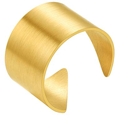 FindChic Anello a Polsino Aperto in Acciaio Inossidabile Placcato Oro Anello a Fascia Larga Gioielli Ridimensionabili Anelli a Dito per Donna Anello Impilabile Impilabile per Pollice