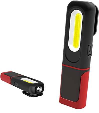 AuRiver LED Arbeitsleuchte mit Taschenlampe, 2-in-1 Inspektionsleuchten mit um 360 ° Drehung Batterieanzeige, COB Inspektionslicht mit Magnetfuß und Haken für Reparatur Garage Camping
