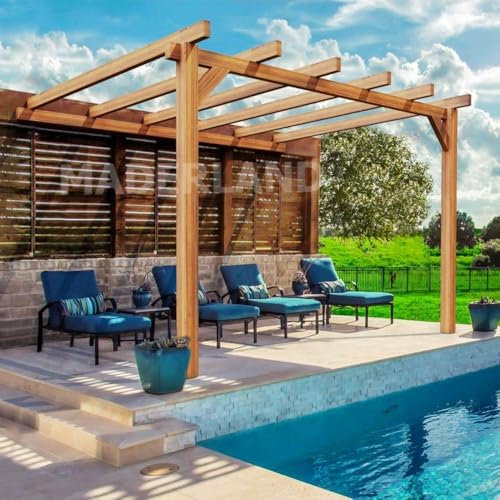 Maderland Pergola adossée Bois - Le Mans, Dimensions 400 x 300 cm, Ancrage Aucun