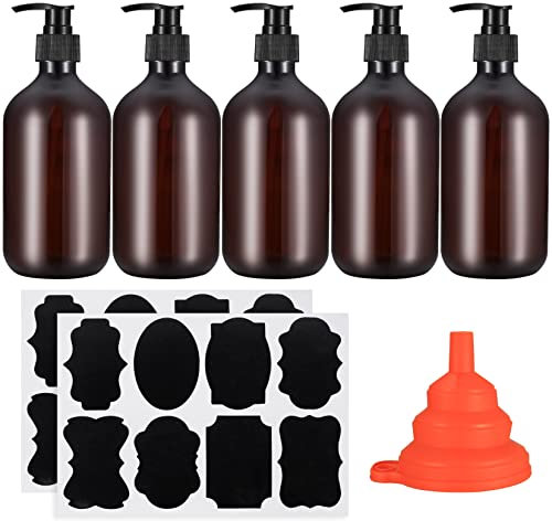 5 Piezas Botellas Vacías Bomba de Prensa, 500 ml Dispensadores de Jabón, Botella Recipiente Botes de Champú para Loción, Gel de Ducha, Jabón de Manos