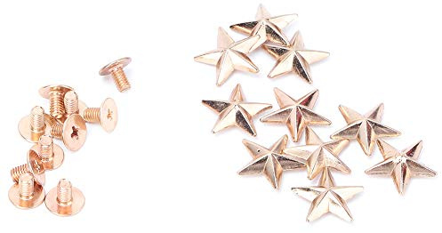 10pcs Metal Star, Screwback Studs Star Rivets Crafts Stud Button Remache de Aleación de Zinc para Zapatos Bolsos Stud Remache Bolso Pies Nailheads para Monedero Cuero(oro convexo de 14 mm)