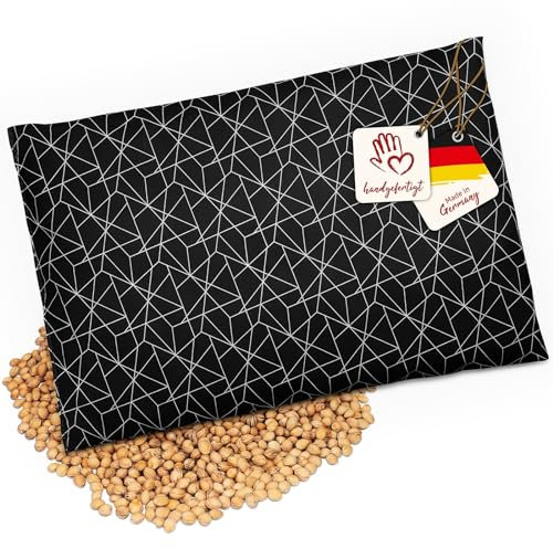 navango® Kirschkernkissen | Körnerkissen für Mikrowelle & Backofen geeignet | Schwarz mit Netzmuster | Mit Kirschkernfüllung handgefertigt in Deutschland | ca. 30 x 20 cm | OEKO-Tex Baumwolle