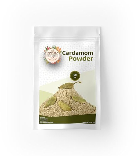Cardamom Powder | Ground Elaichi | 100% Natural Flavor Enhancer | Perfect for Desserts and Beverages | Vegan | Non-GMO | Premium Quality | 50g