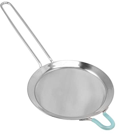 Tissting Colador de harina, Colador de malla fina de acero inoxidable con mango largo, Tamiz de cocina para chefs, 14 cm, Acero inoxidable, Colador multiusos para uso diario en la cocina