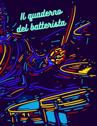 Quaderno per batteristi pentagrammato in formato A4 (21 x 29,7 cm) con carta di alta qualità | 10 pentagrammi per pagina | 114 pagine totali | Indice ... con copertina standard in finitura lucida